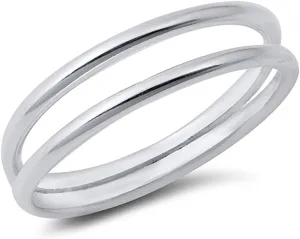 925 Sterling Silver High Polish Double Split Band Ring