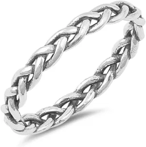 925 Sterling Silver Infinite Braided Band Ring