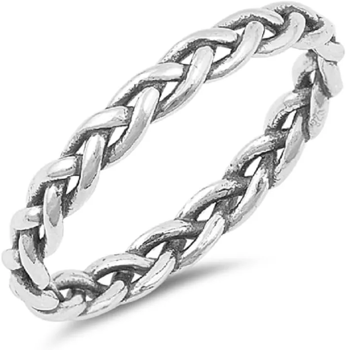 925 Sterling Silver Infinite Braided Band Ring