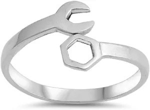 925 Sterling Silver Plain Wrench Ring