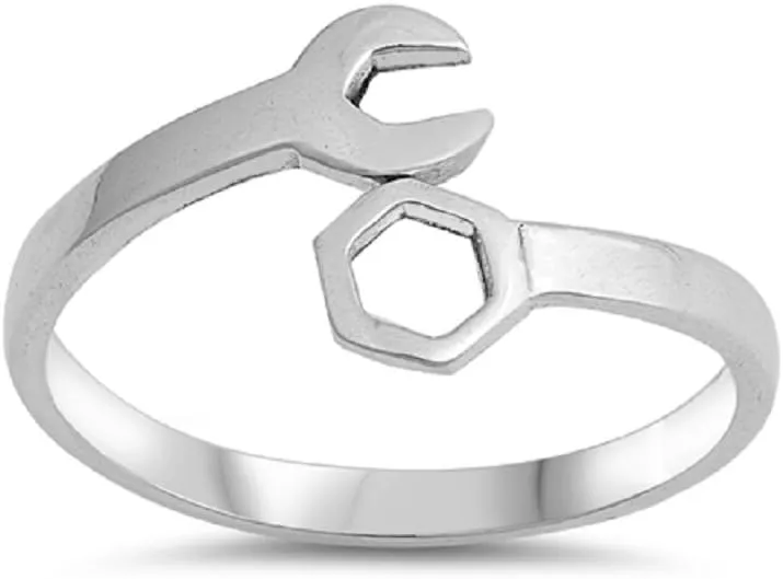 925 Sterling Silver Plain Wrench Ring