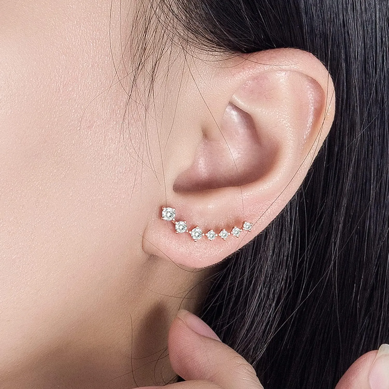 925 Sterling Silver Post Cubic Zirconia Ear Crawle Earring For Women 7 Crystal Star Ear Stud Earrings AAA CZ Arrow Ear Climber Hypoallergenic Piercing Gifts For Her