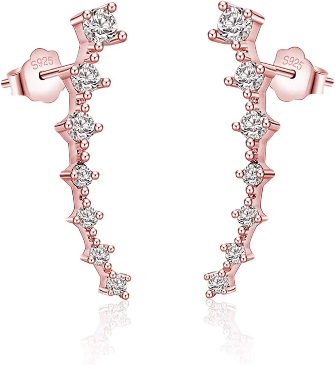 925 Sterling Silver Post Cubic Zirconia Ear Crawle Earring For Women 7 Crystal Star Ear Stud Earrings AAA CZ Arrow Ear Climber Hypoallergenic Piercing Gifts For Her