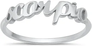 925 Sterling Silver Script Zodiac Sign Ring
