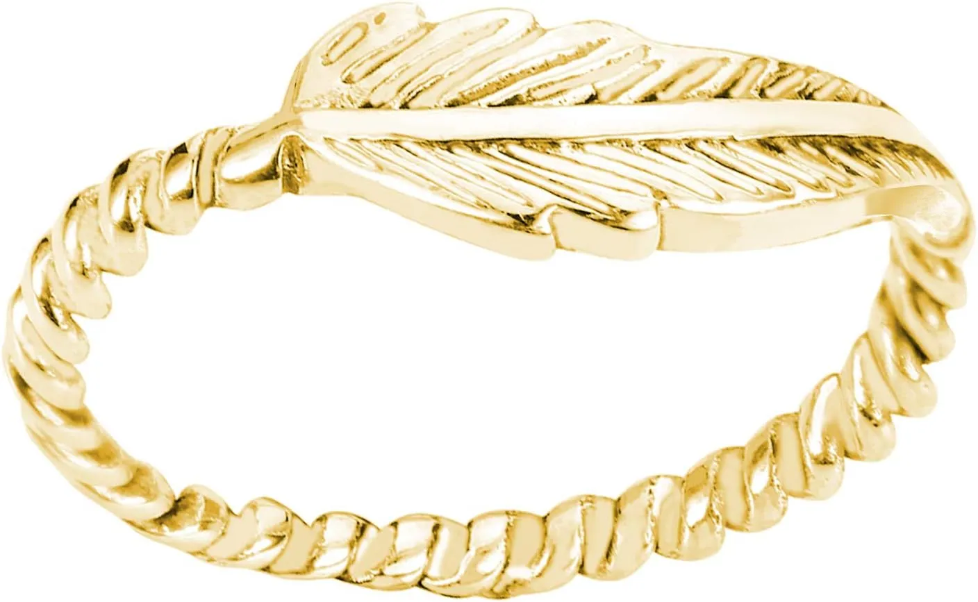 925 Sterling Silver Sideways Feather Ring (Comes in Colors)