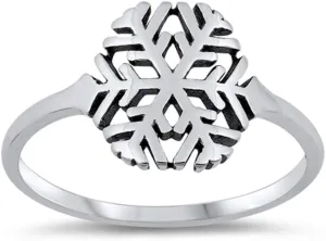 925 Sterling Silver Snowflake Design Ring