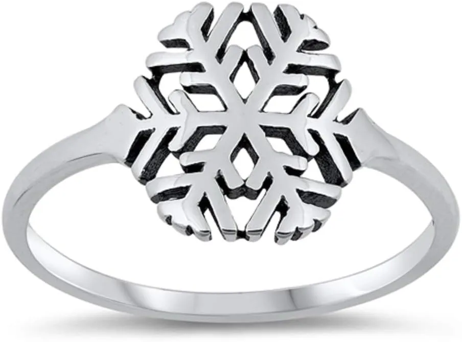 925 Sterling Silver Snowflake Design Ring