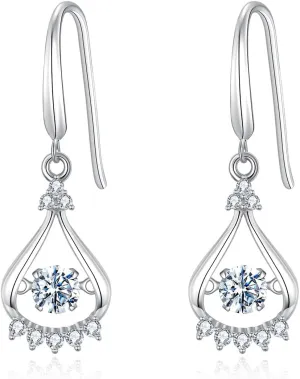 925 Sterling Silver Teardrop Pear - Shaped Earrings for Women, PT950 Platinum Plated Hypoallergenic Women's Earrings, Wedding Anniversary, Valentine's Day, Birthday Gift for Her