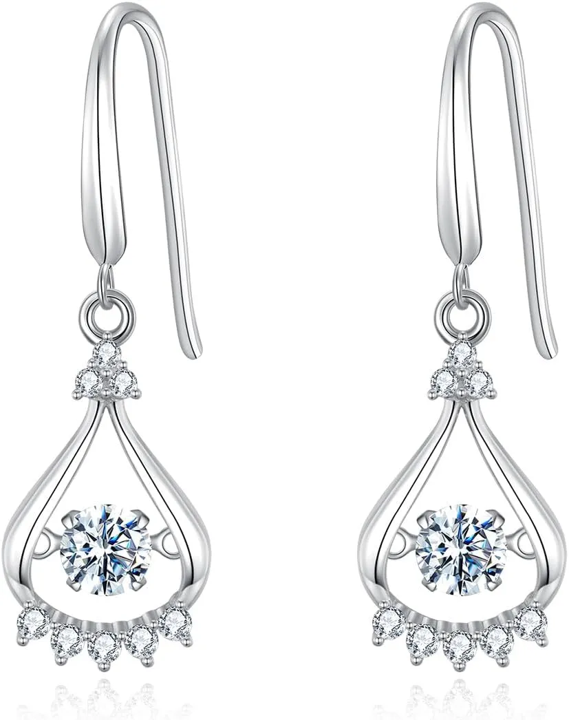925 Sterling Silver Teardrop Pear - Shaped Earrings for Women, PT950 Platinum Plated Hypoallergenic Women's Earrings, Wedding Anniversary, Valentine's Day, Birthday Gift for Her