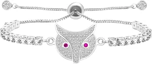 Adjustable Cute Fox Charm Tennis Bolo Bracelet with Slider Clasp for Women's Lover GF's Birthday Anniversary Graduation Love Crystal Jewelry