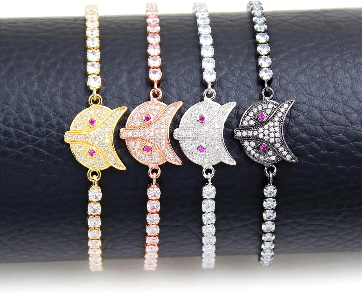 Adjustable Cute Fox Charm Tennis Bolo Bracelet with Slider Clasp for Women's Lover GF's Birthday Anniversary Graduation Love Crystal Jewelry