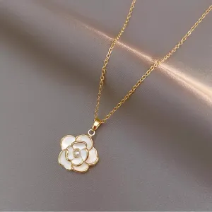 AILUOR Black Rose Camellia Flower Jewelry Sets, Fashion Wedding Bridal Crystal Flower Pendant Statement Necklace Hook Earrings Set for Women