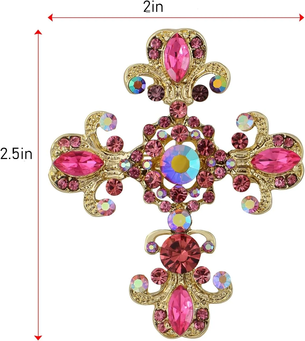Alilang Cross Brooch Pin Antique Inspired Gorgeous Rhinestone Pendant