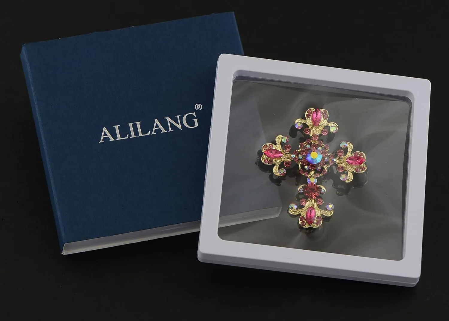 Alilang Cross Brooch Pin Antique Inspired Gorgeous Rhinestone Pendant