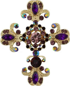 Alilang Cross Brooch Pin Antique Inspired Gorgeous Rhinestone Pendant