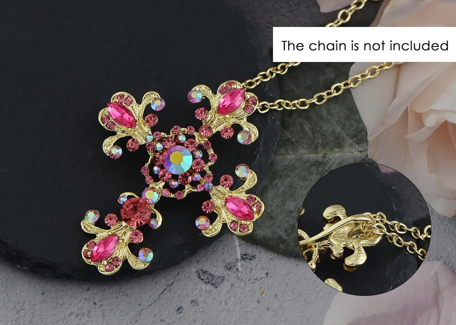 Alilang Cross Brooch Pin Antique Inspired Gorgeous Rhinestone Pendant