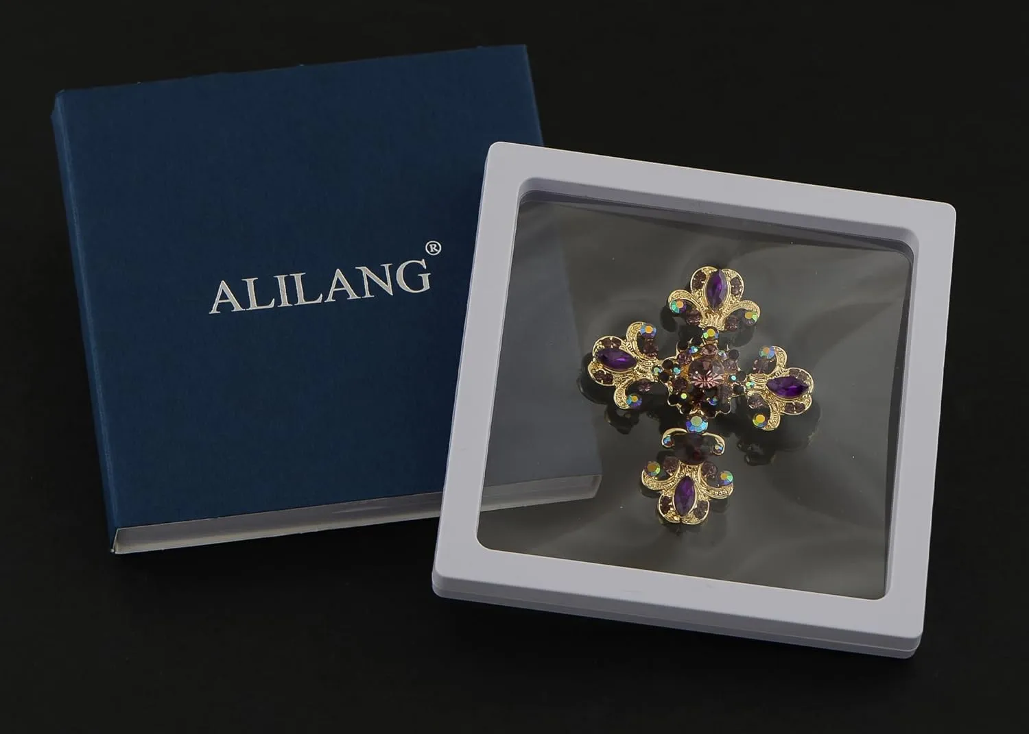 Alilang Cross Brooch Pin Antique Inspired Gorgeous Rhinestone Pendant