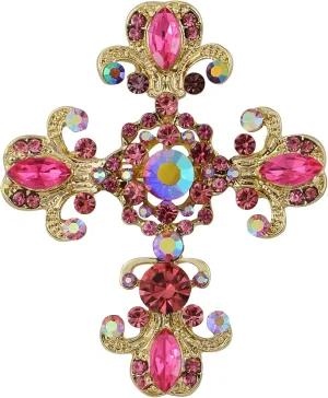 Alilang Cross Brooch Pin Antique Inspired Gorgeous Rhinestone Pendant