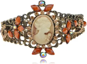 Alilang Womens Antique Golden Tone Purple Victorian Cameo Lady Bangle Bracelet