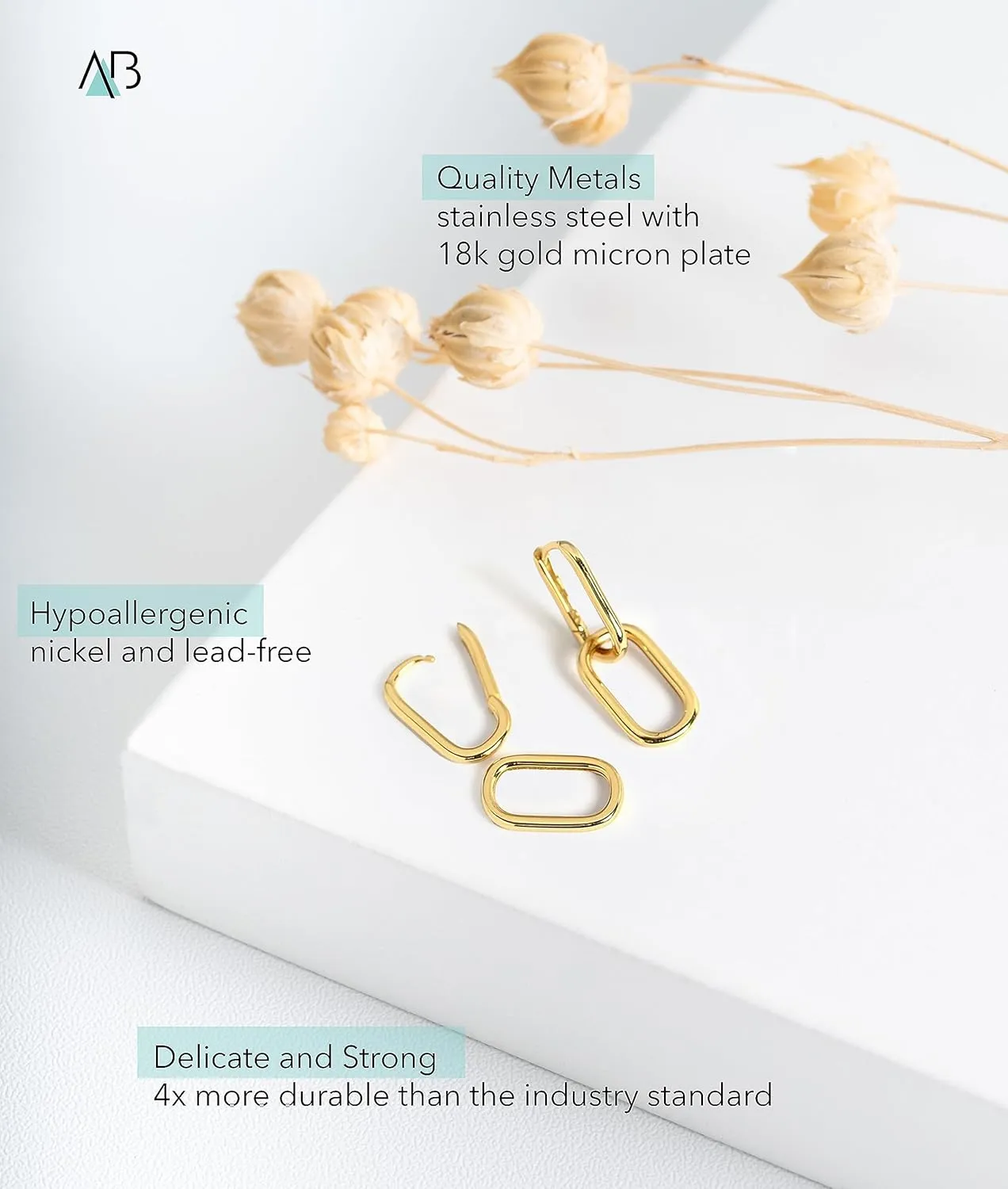 Altitude Boutique Gold or Silver Paperclip Chain Link Earrings | Drop Dangle Earrings | Versatile Link Hoop Earrings for Women