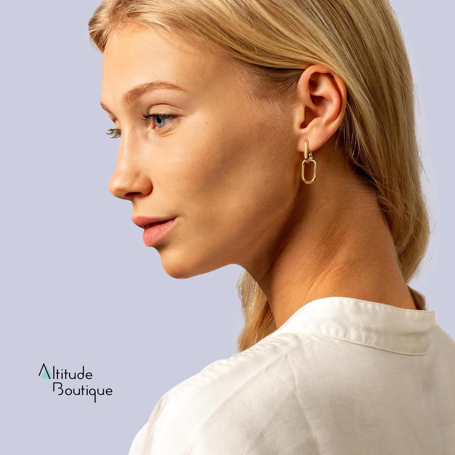 Altitude Boutique Gold or Silver Paperclip Chain Link Earrings | Drop Dangle Earrings | Versatile Link Hoop Earrings for Women