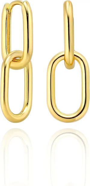 Altitude Boutique Gold or Silver Paperclip Chain Link Earrings | Drop Dangle Earrings | Versatile Link Hoop Earrings for Women