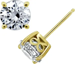 Amazon Essentials Yellow Gold Plated, Platinum or Rose Gold Plated Sterling Silver Infinite Elements Cubic Zirconia Stud Earrings | White, Blue, Green, or Pink Cubic Zirconia (previously Amazon Collection)
