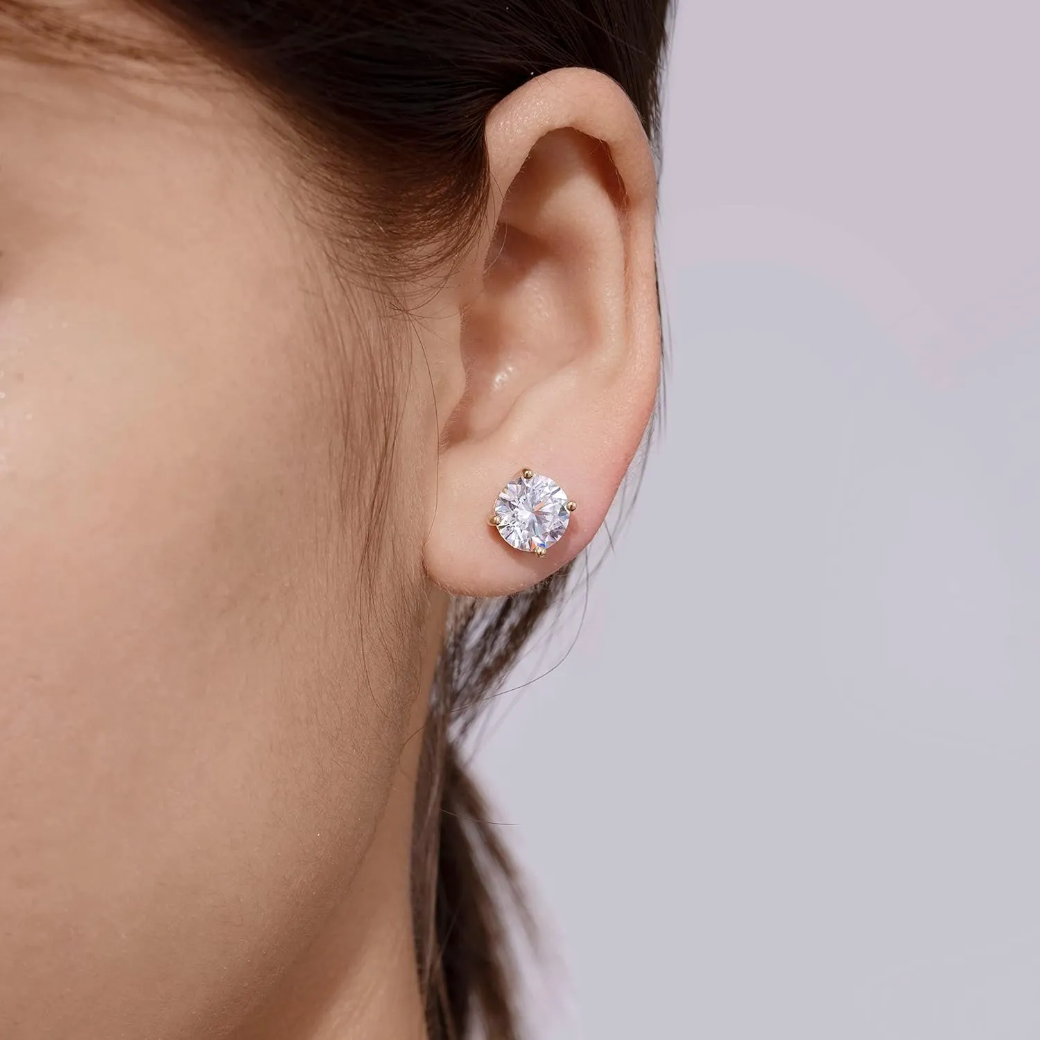 Amazon Essentials Yellow Gold Plated, Platinum or Rose Gold Plated Sterling Silver Infinite Elements Cubic Zirconia Stud Earrings | White, Blue, Green, or Pink Cubic Zirconia (previously Amazon Collection)