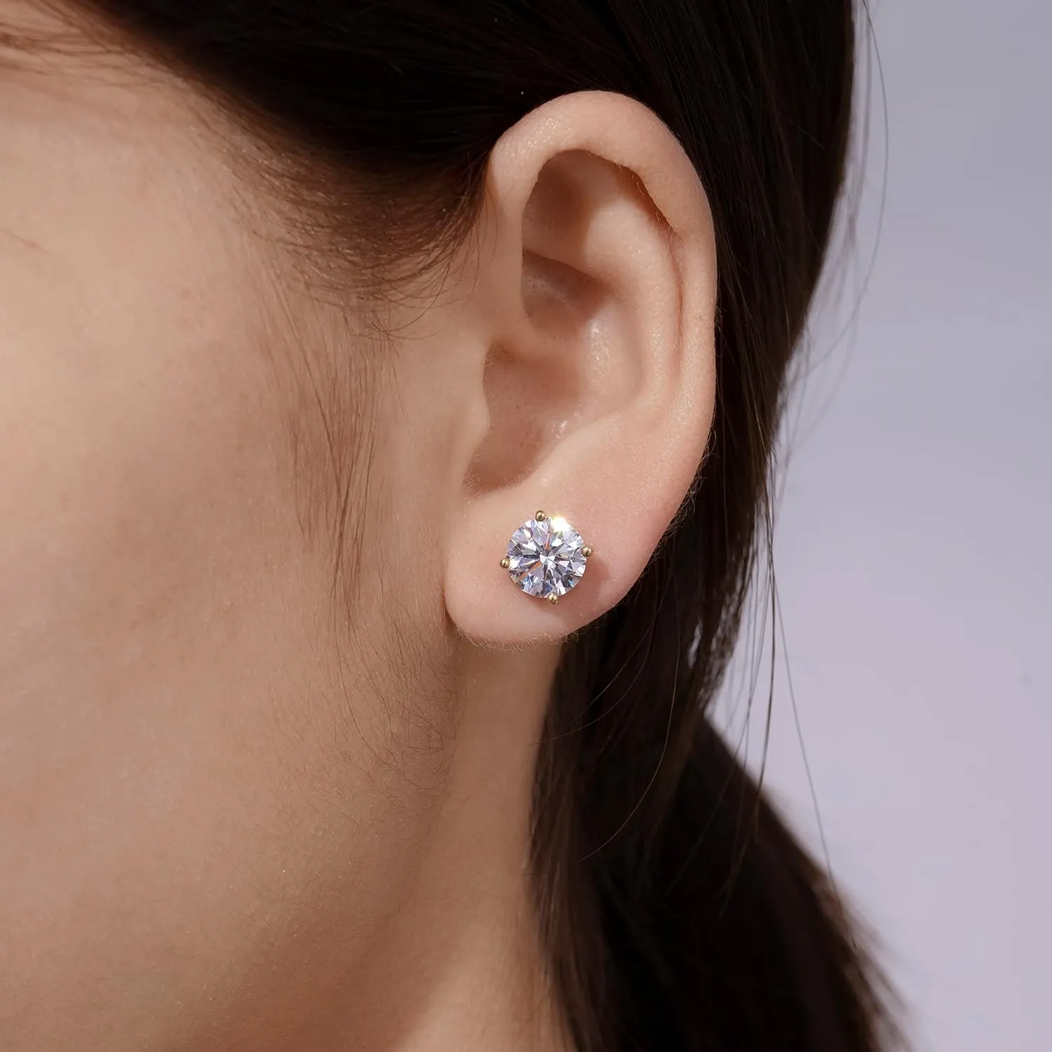 Amazon Essentials Yellow Gold Plated, Platinum or Rose Gold Plated Sterling Silver Infinite Elements Cubic Zirconia Stud Earrings | White, Blue, Green, or Pink Cubic Zirconia (previously Amazon Collection)