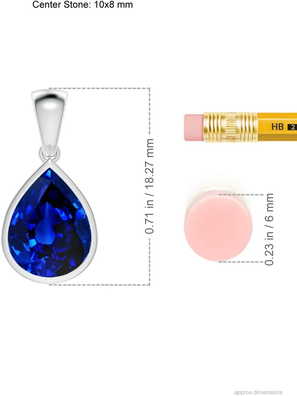 Angara Bezel-Set Pear Lab Grown Blue Sapphire Solitaire Pendant in 14K Solid Gold/Platinum | September Birthstone, Birthday, Engagement, Anniversary, Wedding Jewelry Gift for Women