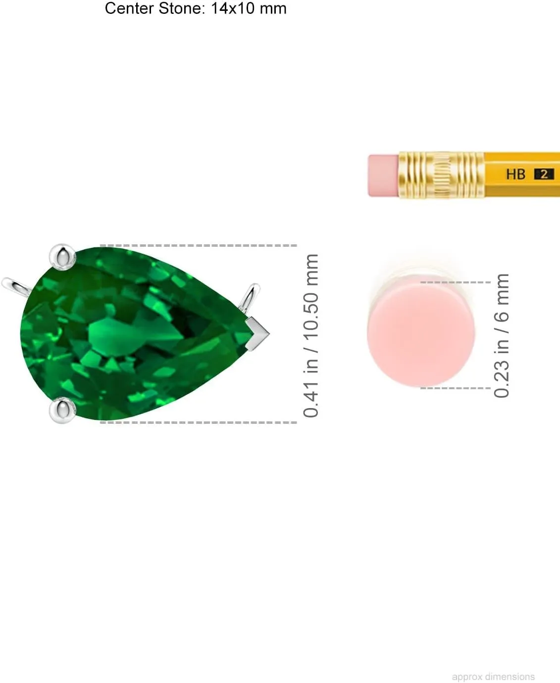 Angara East-West Pear-Shaped Lab Grown Emerald Solitaire Pendant in 14K Solid Gold/Platinum | May Birthstone, Birthday, Engagement, Anniversary, Wedding Jewelry Gift for Women