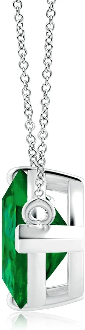 Angara East-West Pear-Shaped Lab Grown Emerald Solitaire Pendant in 14K Solid Gold/Platinum | May Birthstone, Birthday, Engagement, Anniversary, Wedding Jewelry Gift for Women