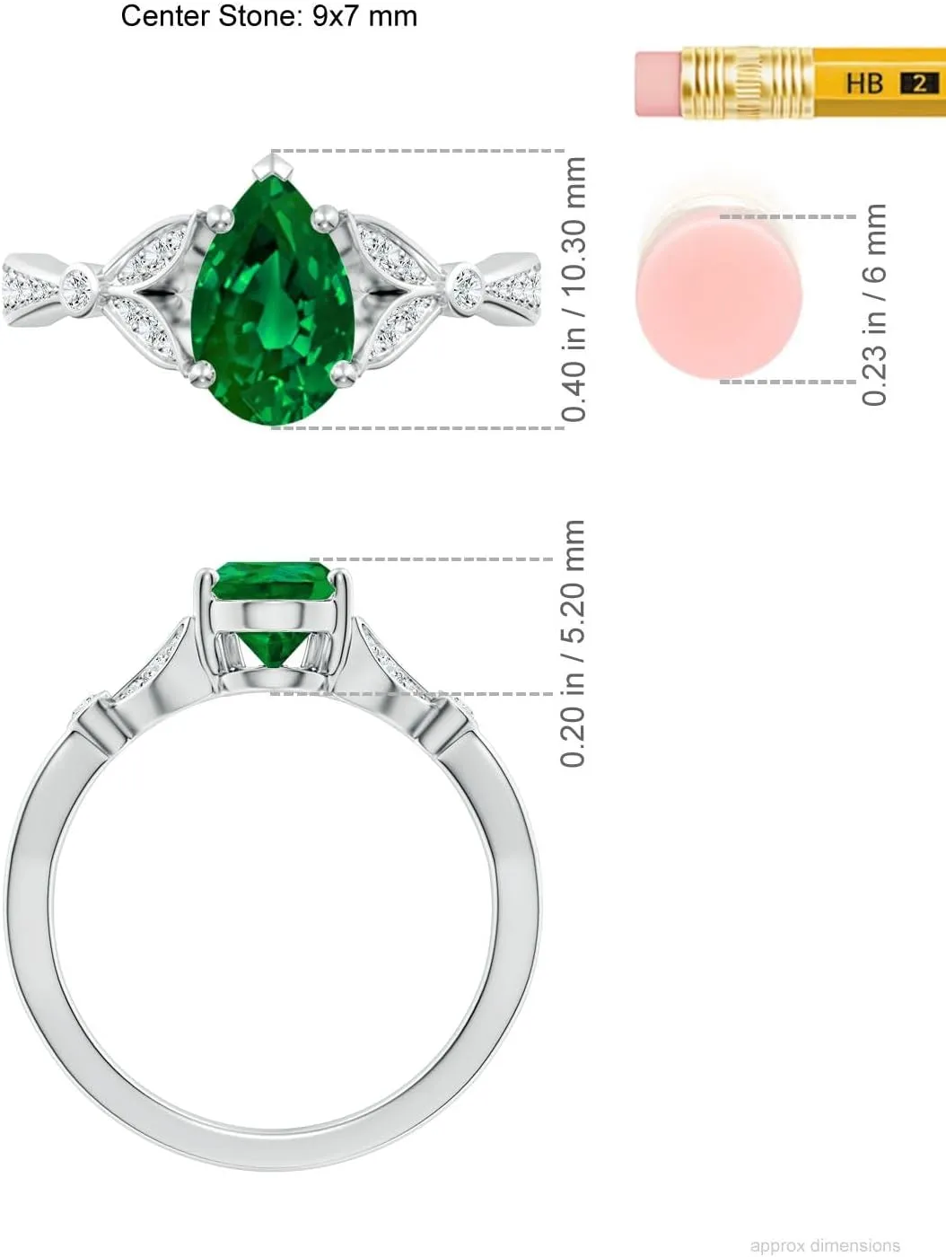 Angara Lab Grown Nature-Inspired Pear Emerald Engagement Ring with Leaf Motifs in 14K Solid Gold/Platinum | May Birthstone, Birthday, Anniversary, Wedding Jewelry Gift for Women