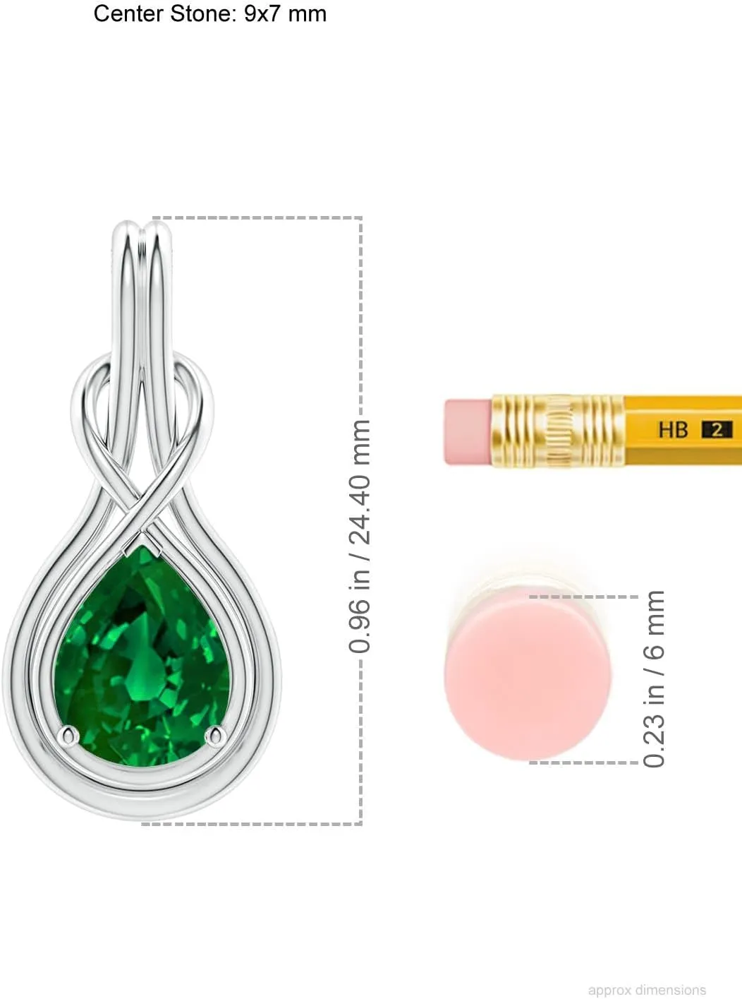 Angara Lab Grown Pear Emerald Solitaire Infinity Knot Pendant in 14K Solid Gold/Platinum | May Birthstone, Birthday, Engagement, Anniversary, Wedding Jewelry Gift for Women
