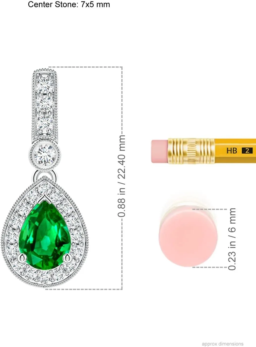 Angara Lab Grown Pear-Shaped Emerald and pave Diamond Halo Pendant in 14K Solid Gold/Platinum | May Birthstone, Birthday, Engagement, Anniversary, Wedding Jewelry Gift for Women