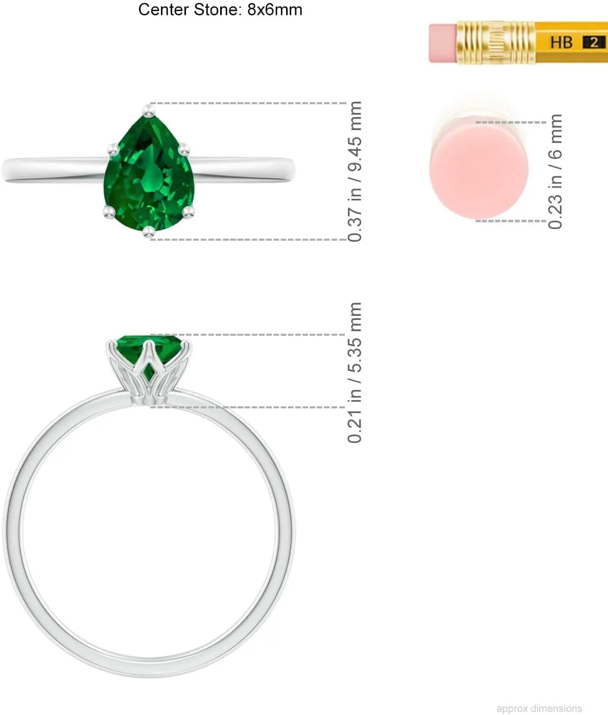 Angara Lab Grown Pear-Shaped Emerald Solitaire Classic Engagement Ring in 14K Solid Gold/Platinum | May Birthstone, Birthday, Anniversary, Wedding Jewelry Gift for Women