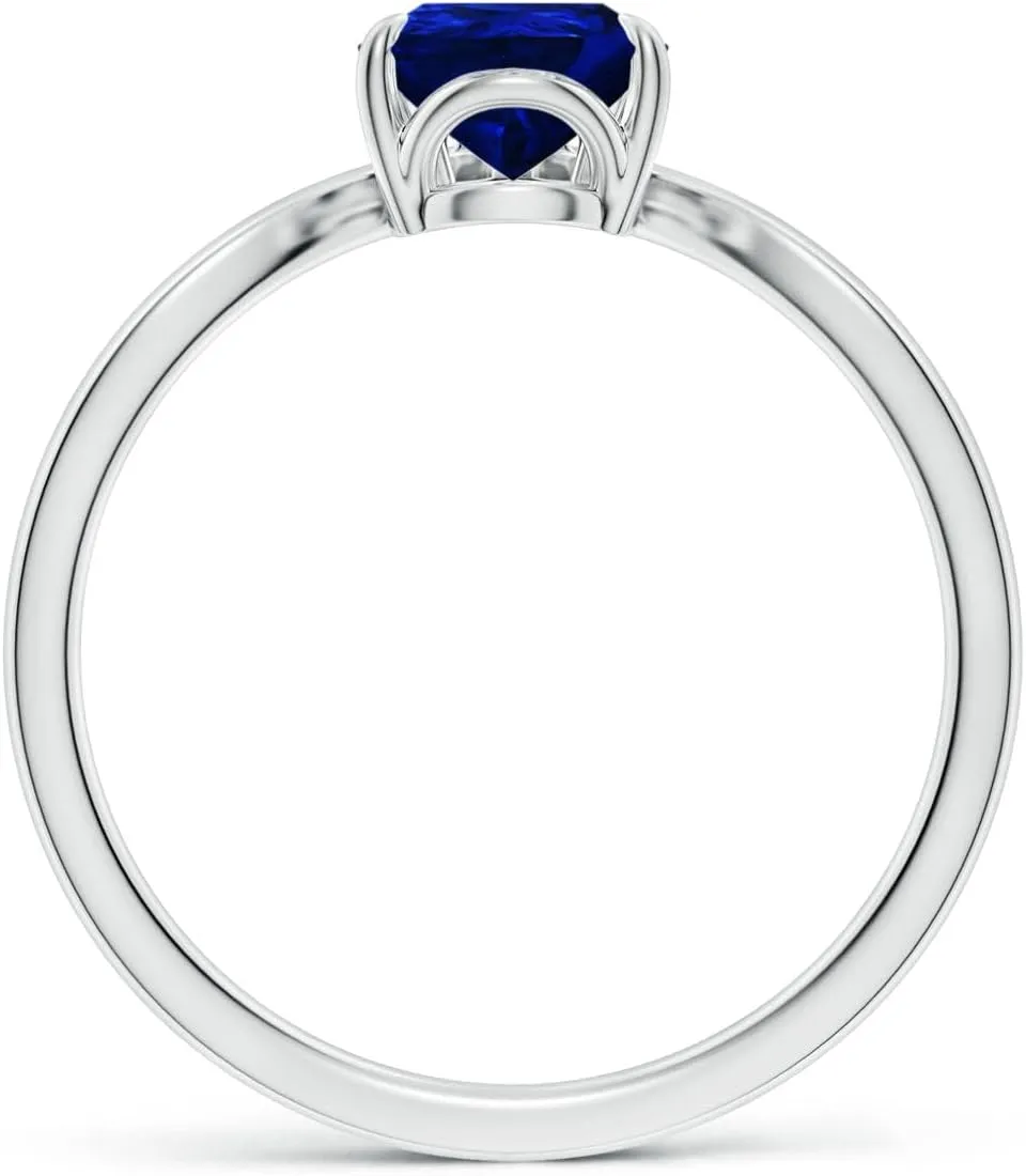 Angara Lab Grown Prong-Set Pear Blue Sapphire Chevron Engagement Ring in 14K Solid Gold/Platinum | September Birthstone, Birthday, Anniversary, Wedding Jewelry Gift for Women