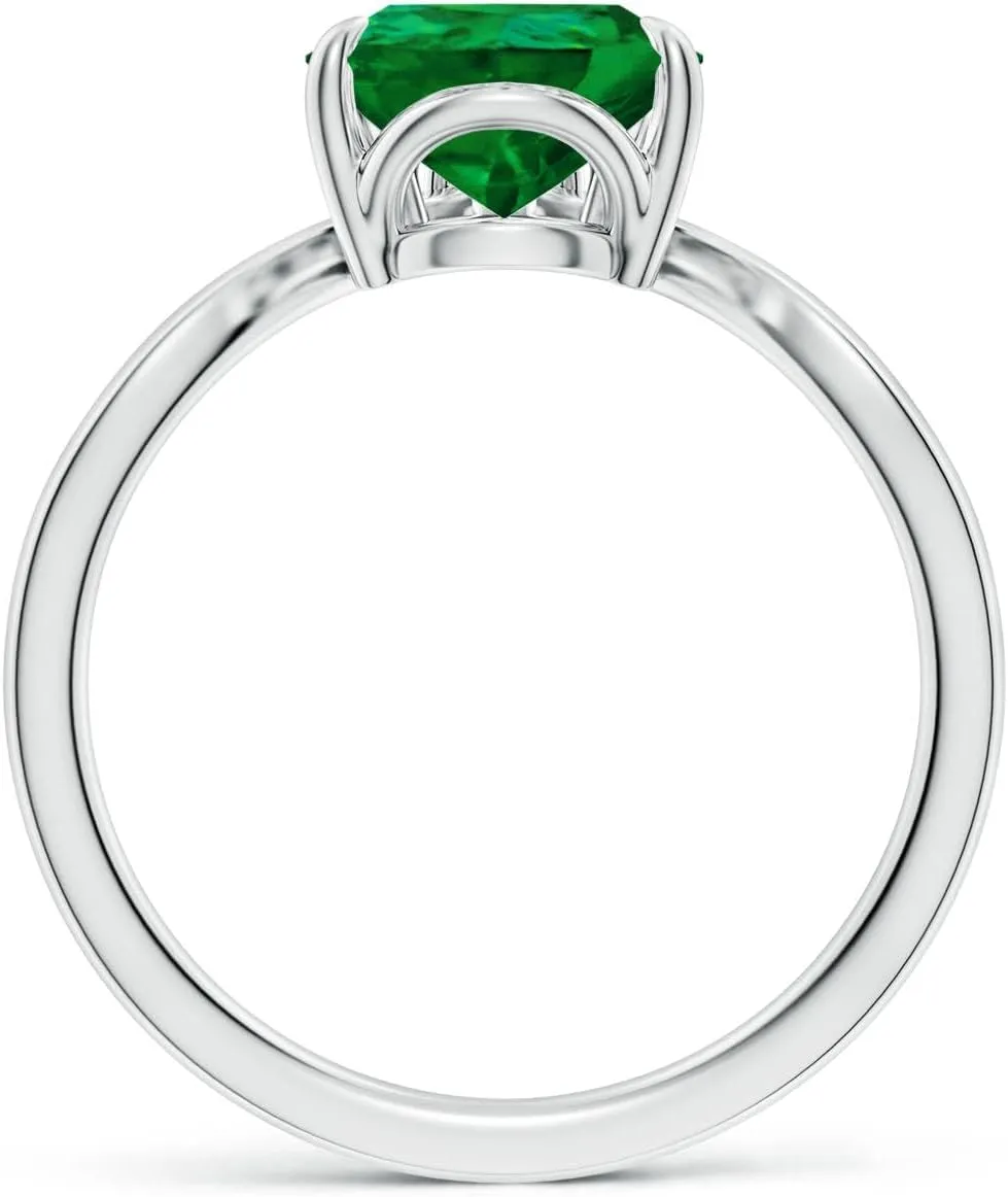 Angara Lab Grown Prong-Set Pear Emerald Chevron Engagement Ring in 14K Solid Gold/Platinum | May Birthstone, Birthday, Anniversary, Wedding Jewelry Gift for Women