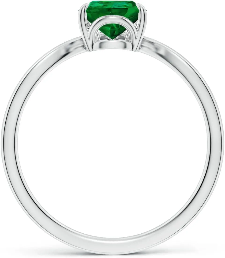 Angara Lab Grown Prong-Set Pear Emerald Chevron Engagement Ring in 14K Solid Gold/Platinum | May Birthstone, Birthday, Anniversary, Wedding Jewelry Gift for Women