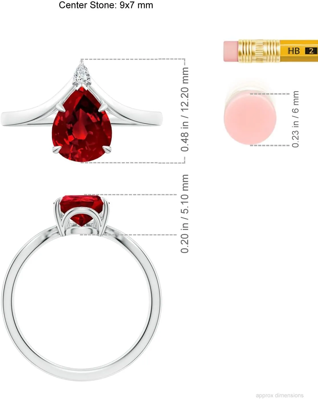 Angara Lab Grown Prong-Set Pear Ruby Chevron Engagement Ring in 14K Solid Gold/Platinum | July Birthstone, Birthday, Anniversary, Wedding Jewelry Gift for Women