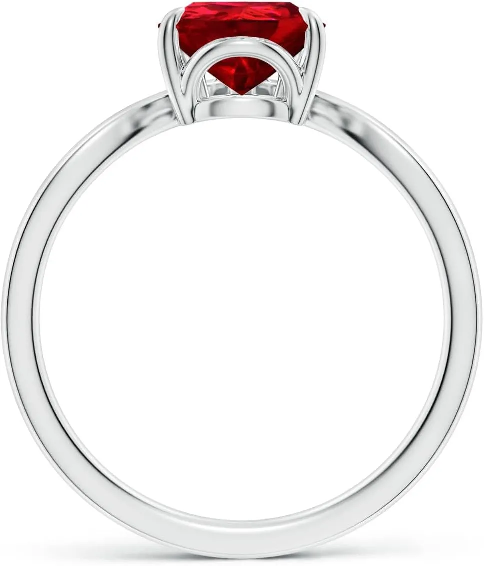 Angara Lab Grown Prong-Set Pear Ruby Chevron Engagement Ring in 14K Solid Gold/Platinum | July Birthstone, Birthday, Anniversary, Wedding Jewelry Gift for Women