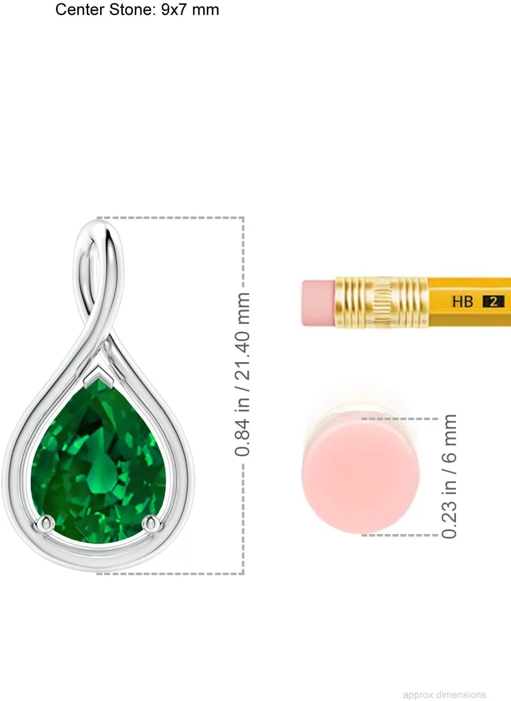 Angara Lab Grown Solitaire Pear Emerald Twist Bale Pendant in 14K Solid Gold/Platinum | May Birthstone, Birthday, Engagement, Anniversary, Wedding Jewelry Gift for Women