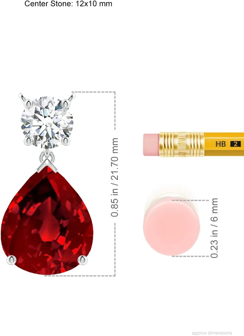 Angara Lab Grown Solitaire Pear Ruby Drop Pendant with Lab Diamond Accent in 14K Solid Gold/Platinum | July Birthstone, Birthday, Engagement, Anniversary, Wedding Jewelry Gift for Women