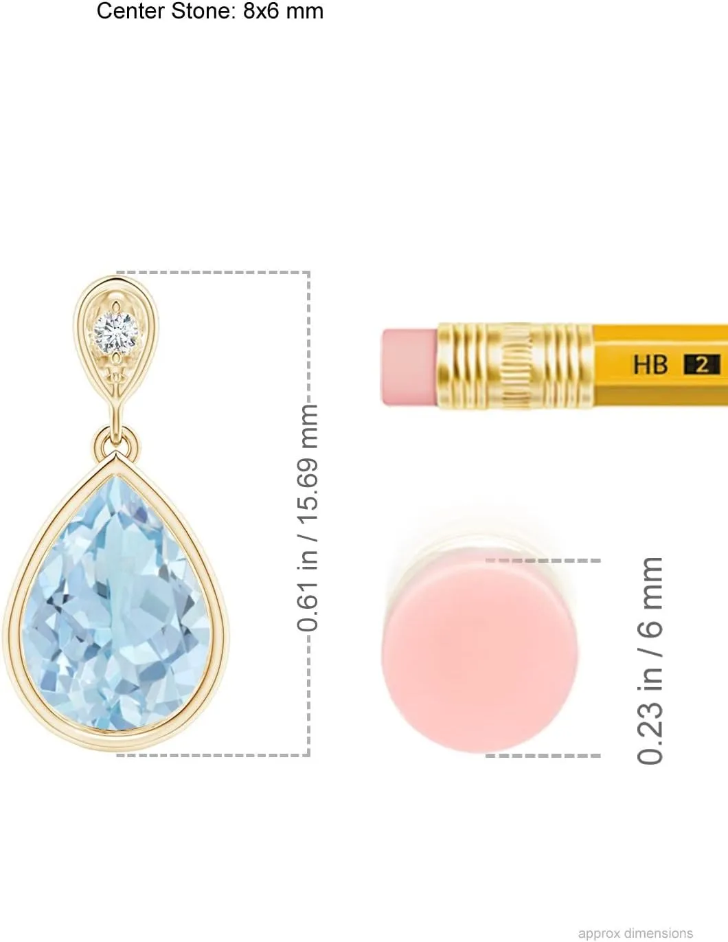 Angara Natural Bezel-Set Aquamarine Teardrop Pendant with Diamond in Silver / 14K Solid Gold/Platinum | March Birthstone, Birthday, Engagement, Anniversary, Wedding Jewelry Gift for Women