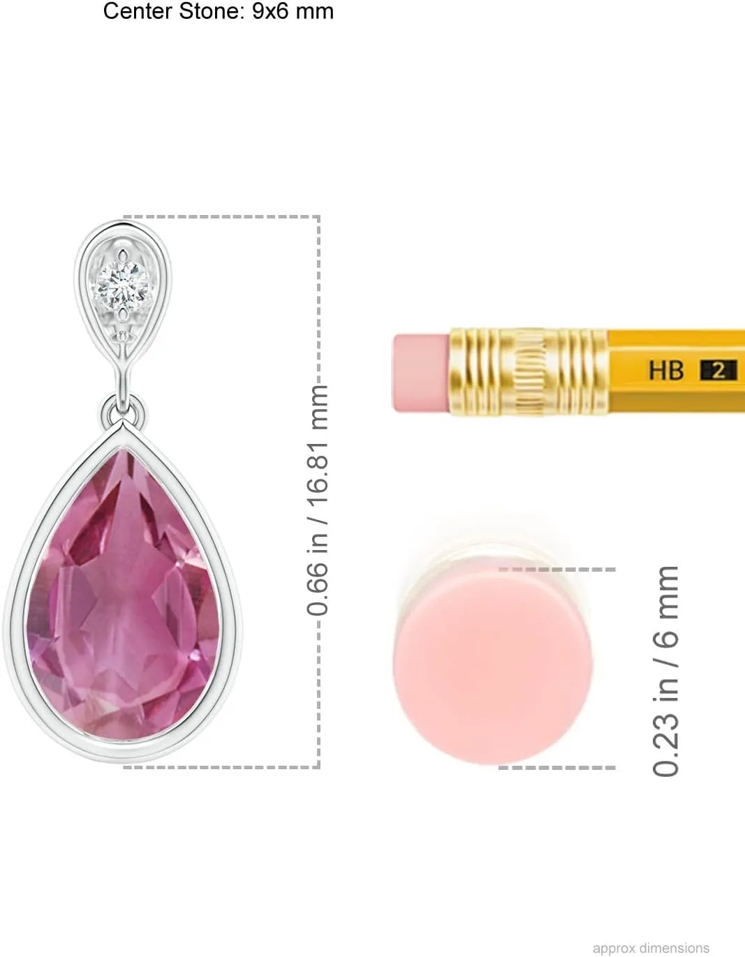 Angara Natural Bezel-Set Pink Tourmaline Teardrop Pendant with Diamond in Silver / 14K Solid Gold/Platinum | Birthday, Engagement, Anniversary, Wedding Jewelry Gift for Women