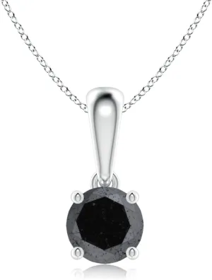 Angara Natural Classic Round Enhanced Black Diamond Solitaire Pendant in 14K Solid Gold/Platinum | Birthday, Engagement, Anniversary, Wedding Jewelry Gift for Women