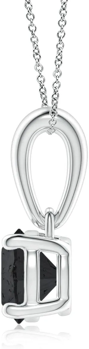 Angara Natural Classic Round Enhanced Black Diamond Solitaire Pendant in 14K Solid Gold/Platinum | Birthday, Engagement, Anniversary, Wedding Jewelry Gift for Women