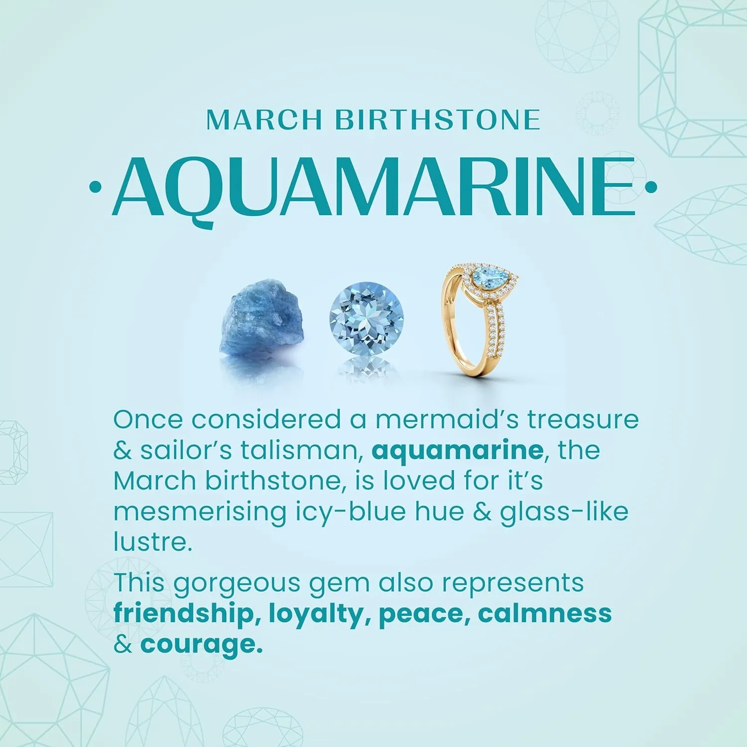 Angara Natural Pear Aquamarine Ring with Triple Diamond Accents in 14K Solid Gold/Platinum | March Birthstone, Birthday, Engagement, Anniversary, Wedding Jewelry Gift for Women