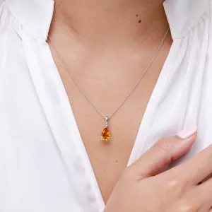 Angara Natural Pear-Shaped Citrine Solitaire Pendant in 14K Solid Gold/Platinum | November Birthstone, Birthday, Engagement, Anniversary, Wedding Jewelry Gift for Women
