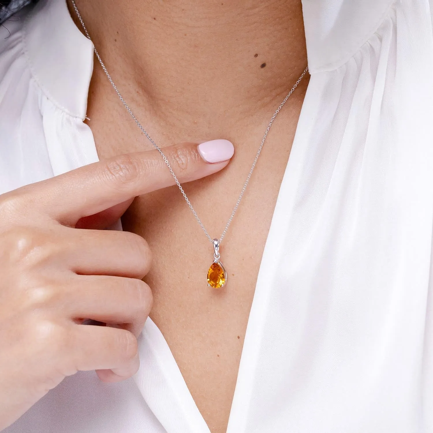 Angara Natural Pear-Shaped Citrine Solitaire Pendant in 14K Solid Gold/Platinum | November Birthstone, Birthday, Engagement, Anniversary, Wedding Jewelry Gift for Women